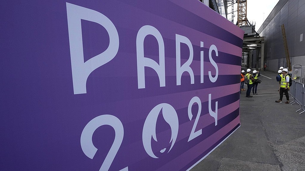 AP : Journalists visit the South Paris Arena ahead of the 2024 Summer Olympic Games.
